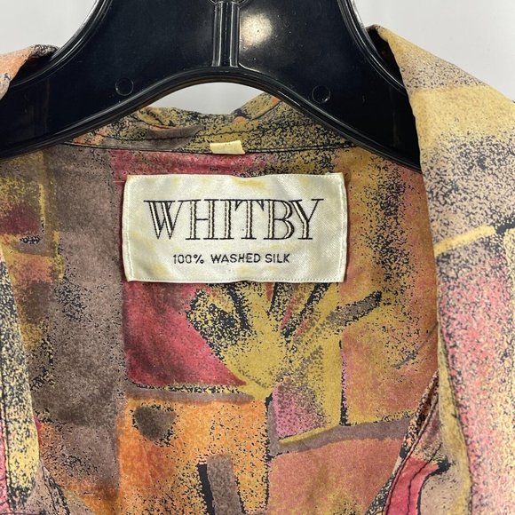 Vintage Whitby 100% Silk Men's Button Down Collared Shirt Brown Tan - Picture 4 of 11